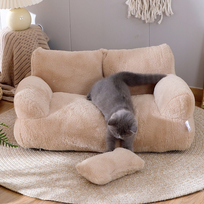 Cozy Winter Haven: Luxury Cat Bed Sofa for Small-Medium Dogs & Cats - Plush, Comfortable, and Warm Pet Nest