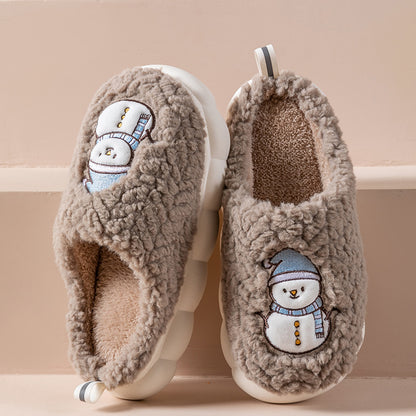 Cozy Snowman Slippers: Warm, Anti-Slip Indoor Shoes