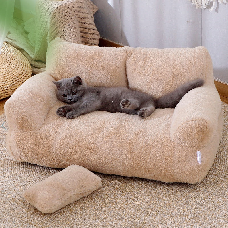 Cozy Winter Haven: Luxury Cat Bed Sofa for Small-Medium Dogs & Cats - Plush, Comfortable, and Warm Pet Nest