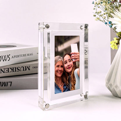 Vertical Acrylic Digital Picture Frame with 1GB Storage & Battery - Ideal Gift!