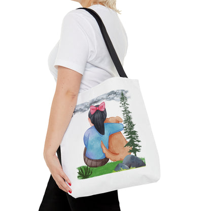 Little Girl Watching Weather Tote Bag